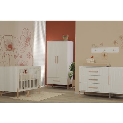 TWF Ledikant 70 x 140 - Commode XL 3 Laden 1 Deur - Hanglegkast 2 Deuren 1 Laden Curve