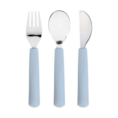 Lässig Bestek With Silicone Handle Happy Rascals Smile Sky Blue 3pcs