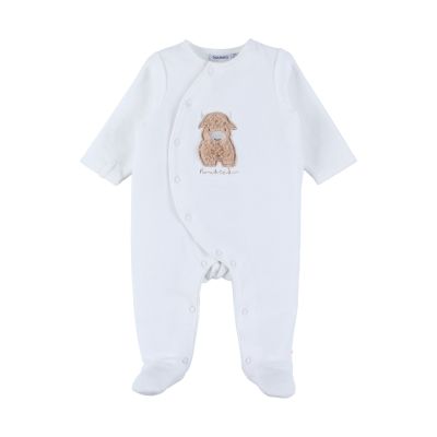 Noukie&#039;s F&amp;O Pyjama Met Borduursel - 1 Mnd - Velours - Wit 