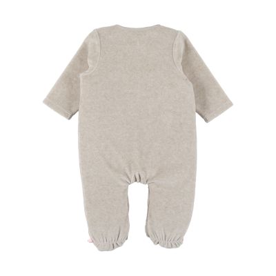 Noukie's F&O Pyjama Met Borduursel - 1 Mnd - Velours - Beige 