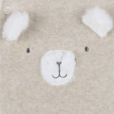 Noukie's F&O Pyjama Met Borduursel - 1 Mnd - Velours - Beige 