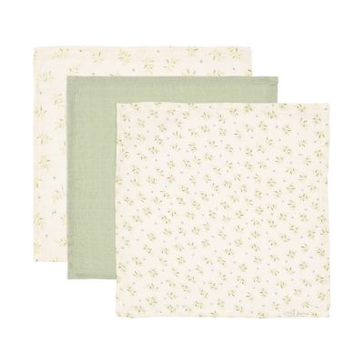 Little Dutch Monddoekjes - Hydrofiel - 25 x 25 cm - (Set van 3) - Blueberry Leaves &amp; Sage 25 x 25 cm (Set van 3)