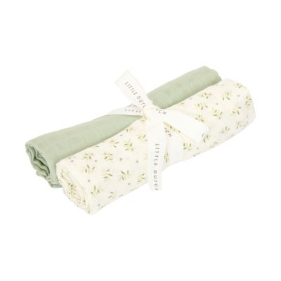 Little Dutch Swaddle Doeken - 70 x 70 cm - Hydrofiel - Blueberry Leaves &amp; Sage - (Set van 2)