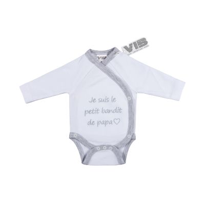 VIB Romper - Je suis le petit bandit de papa - Blanc/Gris