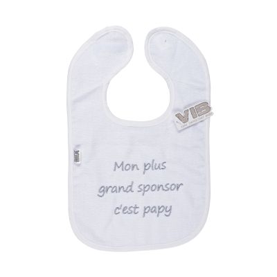 VIB Slabbetje - Mon plus grand sponsor c&#039;est papy - Wit/Grijs