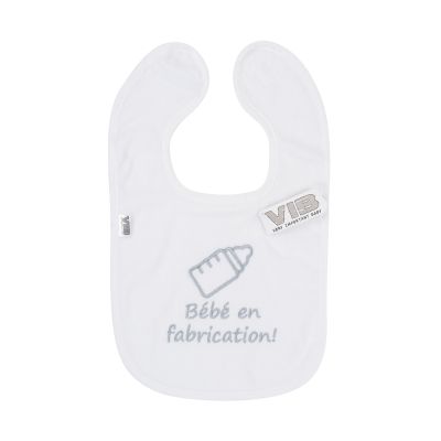 VIB Slabbetje - Bébé en fabrication! - Wit/Grijs