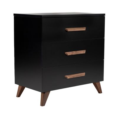 TWF Ledikant 70 x 140 - Commode 3 Laden Modena Walnoot TWF Ledikant 70 x 140 - Commode 3 Laden Modena Walnoot