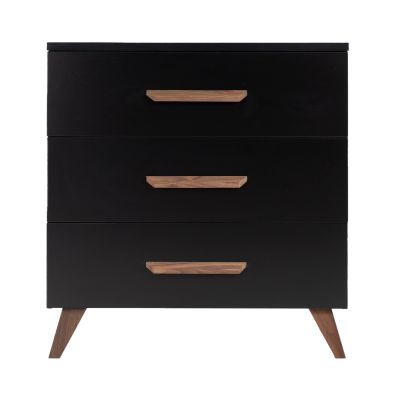 TWF Ledikant 70 x 140 - Commode 3 Laden Modena Walnoot TWF Ledikant 70 x 140 - Commode 3 Laden Modena Walnoot