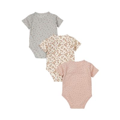Dirkje Romper Korte Mouw Multi Colour Pink 3-Pack 44