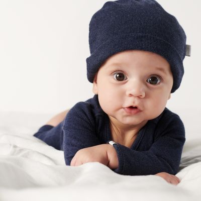 Noppies Muts Rib Nevel Navy Melange  3-6 mnd