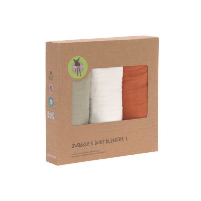 Lässig Swaddle & Burp Blanket L Rust/Olive/Milky 85 x 85 cm Lässig Swaddle & Burp Blanket L Rust/Olive/Milky 85 x 85 cm