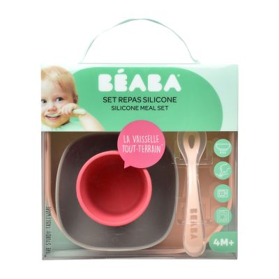 Beaba Eetset Siliconen Pink 4Delig