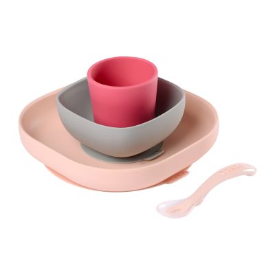 Beaba Eetset Siliconen Pink 4Delig