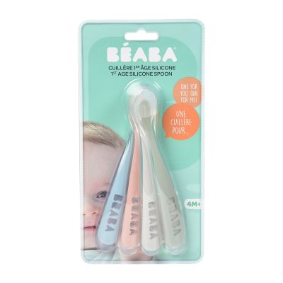 Béaba Lepel Set Siliconen Eucalyptus 4+ Maanden (4 Stuks)