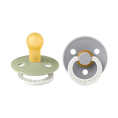 BiBs Glow In The Dark Fopspeen - Rond - 2 Stuks - 0-6 Mnd - Sage/Cloud 
