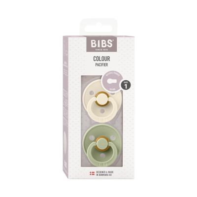 BiBs Fopspeen - Rond - 2 Stuks - 0-6 Mnd - Sage/Ivory