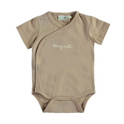 Babylook Deugniet Korte Mouw Overslag Romper - Warm Taupe
