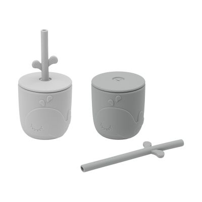 Done By Deer Straw Cup Peekaboo Wally Grey 2-Pack