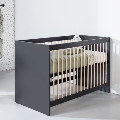 Europe Baby Nova Ledikant 60x120/Commode 3 Laden/Hanglegkast 2 Deuren - Zwart/Eiken