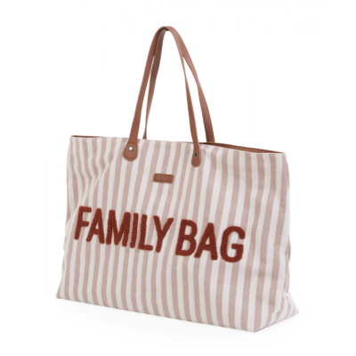 Childhome Family Bag Strepen Nude / Terracotta