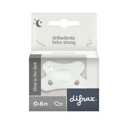 Difrax Glow In The Dark Fopspeen - Anatomisch - 0-6 Mnd - Wit Difrax Glow In The Dark Fopspeen - Anatomisch - 0-6 Mnd - Wit