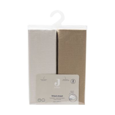 Jollein Hoeslaken - 2 Stuks - 40/50x80/90 cm - Jersey - Hazel/Oatmeal Jollein Hoeslaken - 2 Stuks - 40/50x80/90 cm - Jersey - Hazel/Oatmeal
