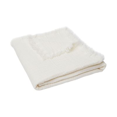 Jollein Wiegdeken Muslin Fringe Ivory 75 x 100 cm