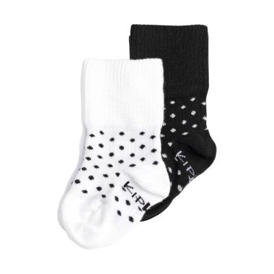 KipKep Blijf-Sokjes - 2-6 Mnd - 2-Pack - Black Dots