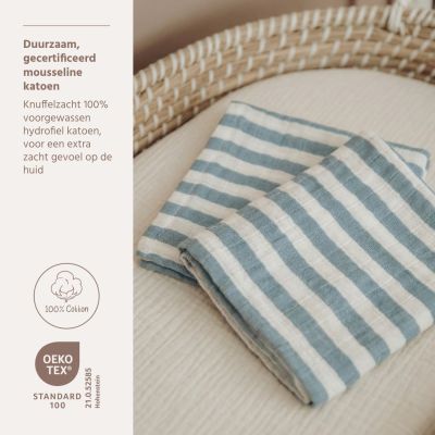 Meyco Baby Fat Stripe Monddoekjes - 2 Stuks - 30x30 cm - Pre-Washed Tetra - Jeans Blue Meyco Baby Fat Stripe Monddoekjes - 2 Stuks - 30x30 cm - Pre-Washed Tetra - Jeans Blue