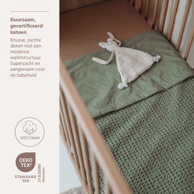 Meyco Ledikantdeken Waffle Cotton Olive Green 100x150 cm