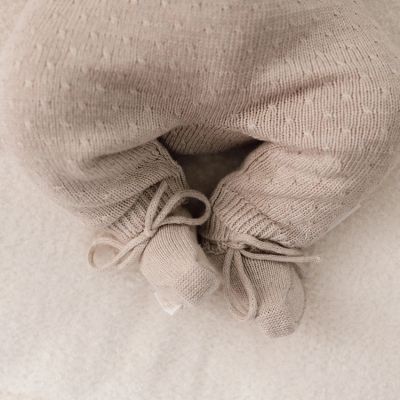 Little Dutch Gebreide Slofjes - Soft Beige Melée - 62-74