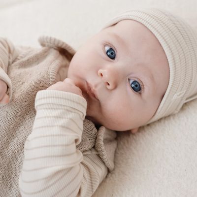 Little Dutch Stripe Lange Mouw Overslag Romper - Maat 50 - Soft Beige 