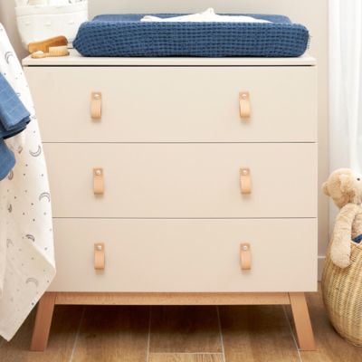 Bopita Ledikant 60 x 120 cm - Commode - Hanglegkast 2-drs - Lines - Dune/Natural