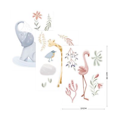 Little Dutch Muursticker Set - Blooming Safari - A3 Little Dutch Muursticker Set - Blooming Safari - A3