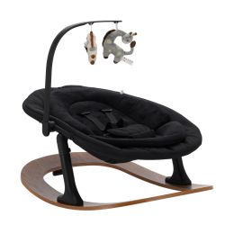 Qute Q-Sittle Newborn Rocker Woody Black + Bekleding Black Qute Q-Sittle Newborn Rocker Woody Black + Bekleding Black